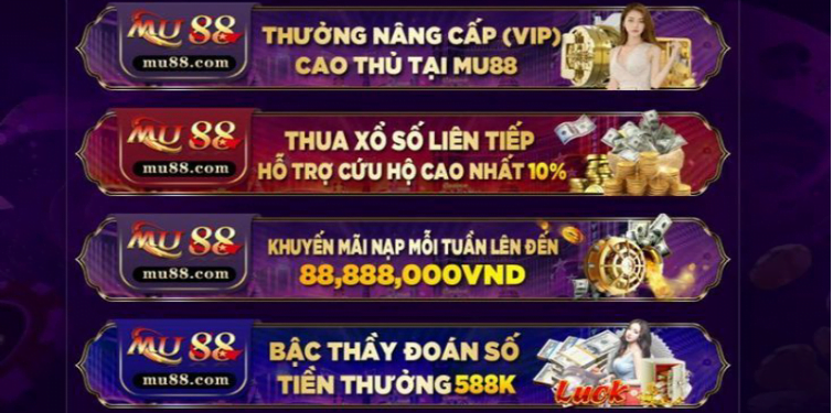 Các loại khuyến mãi có tại nhà cái mu88