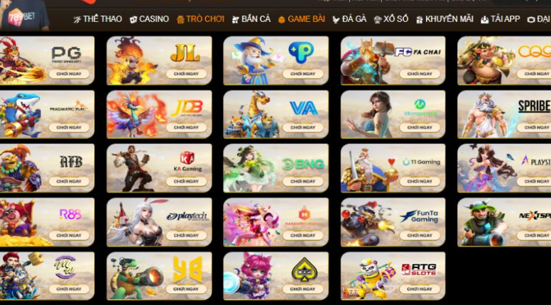 Kho trò chơi 789bet siêu cấp hấp dẫn